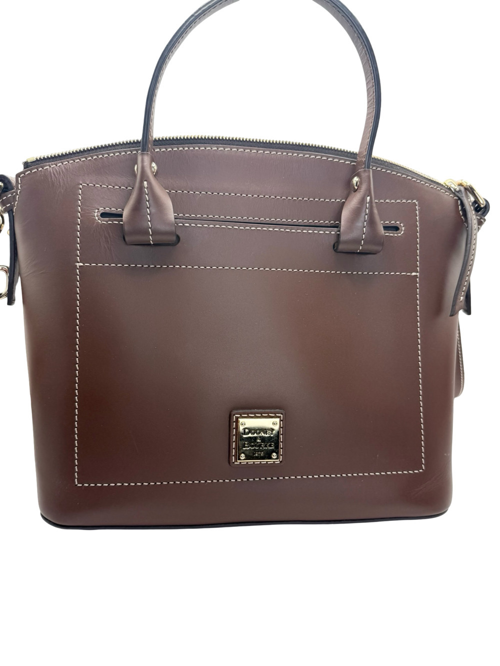 Authentic Dooney & Bourke Brown Leather Satchel Handbag with Detachable Shoulder - Picture 3 of 15